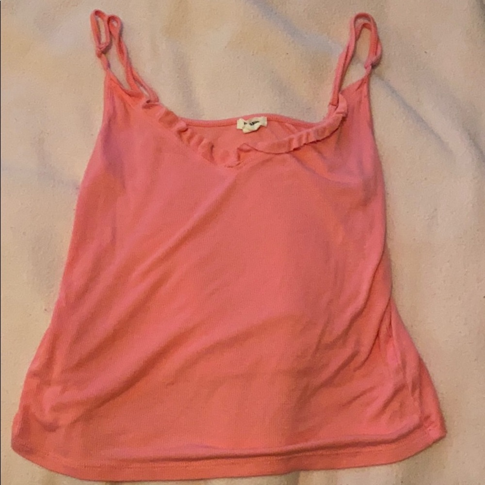 garage pink ruffle tank top